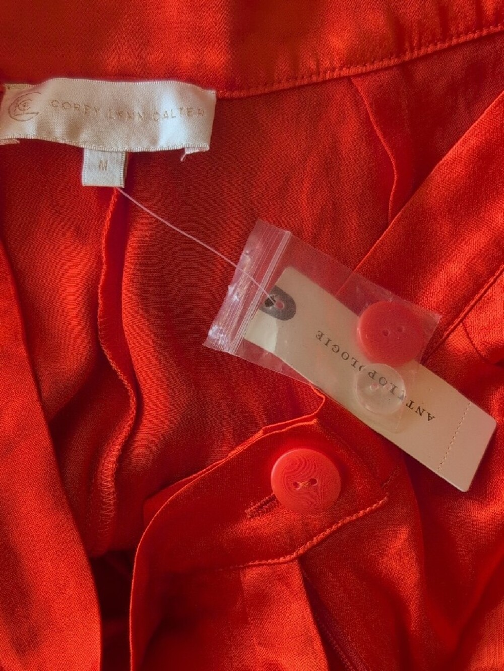 Anthropologie Vibrant Orange Satin Wide-Leg Pants - Picture 7 of 10